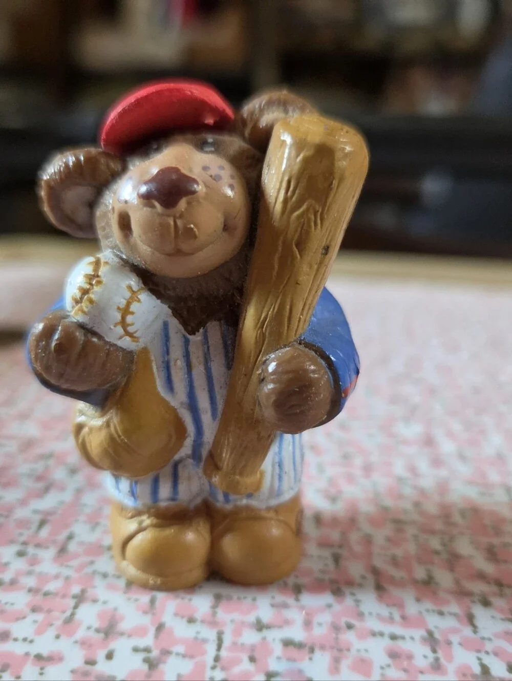 ​Vintage 1986 OAA Baseball Bear Figurine & Vintage Football Bear PVC Toy Lot